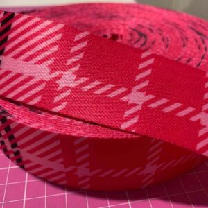Alça 40mm Chic Estampada Xadrez Rosa